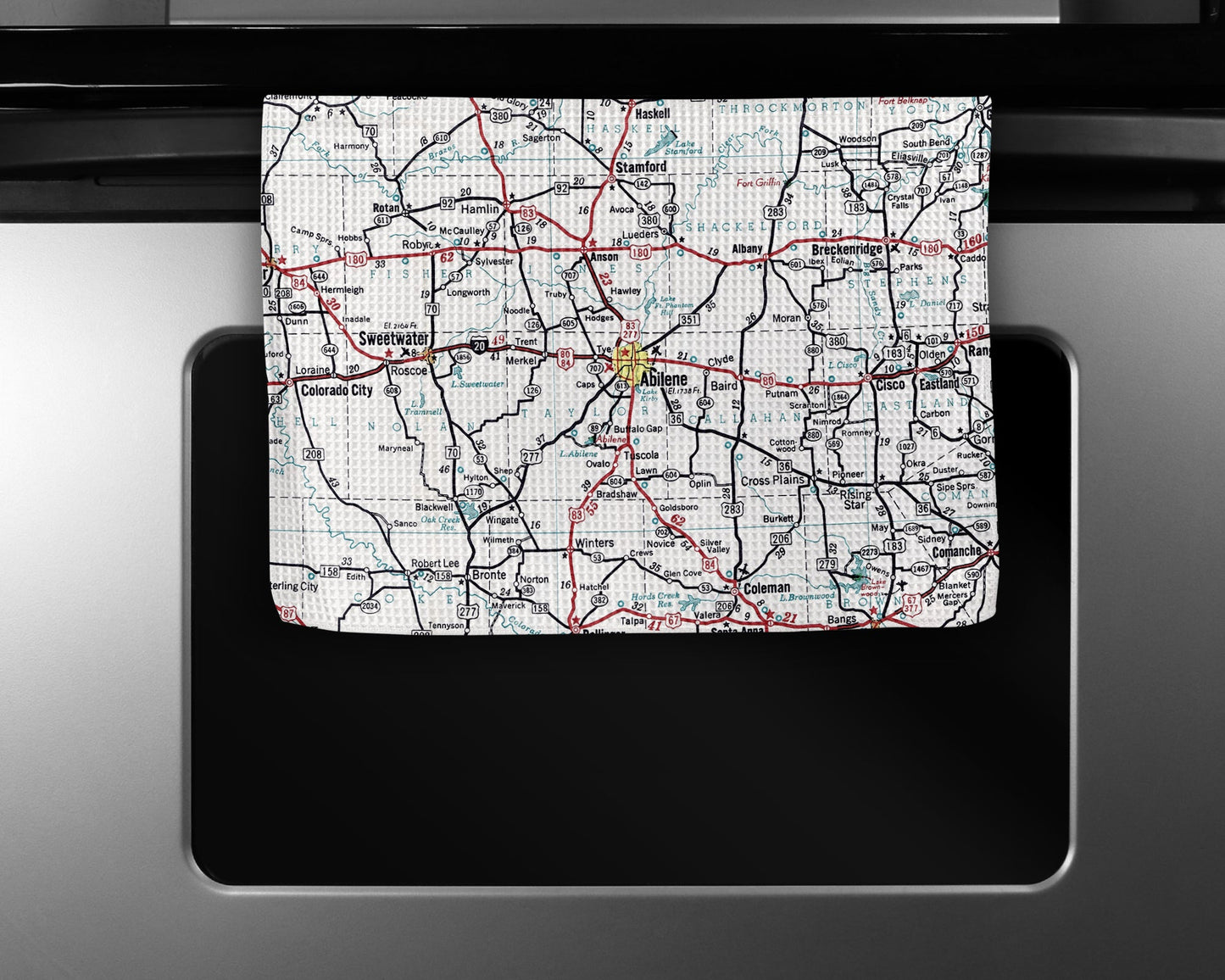 Abilene Texas Map Tea Towel | Waffle-Weave Kitchen Towel Gift