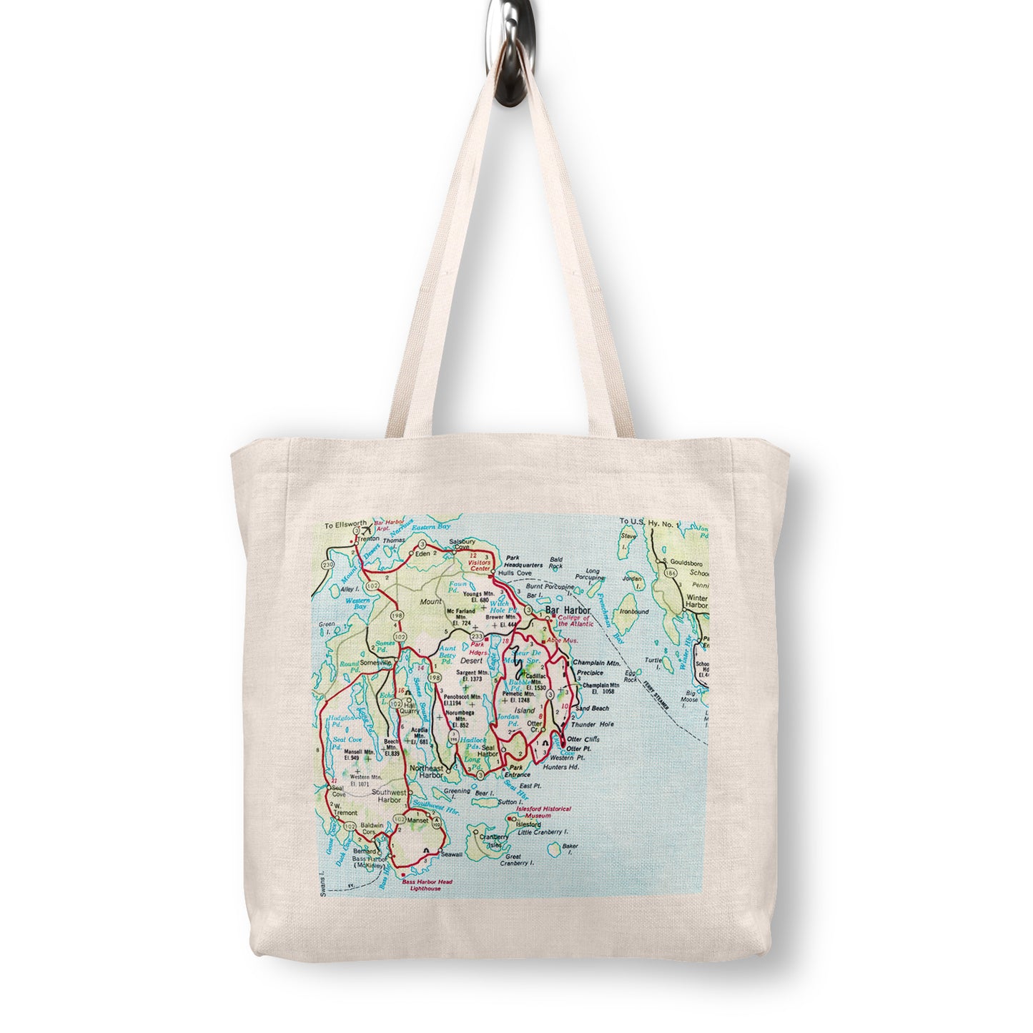 Acadia National Park Tote Bag – Bar Harbor Maine Canvas Tote | Vintage Map Travel Bag