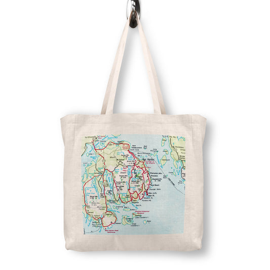 Acadia National Park Tote Bag – Bar Harbor Maine Canvas Tote | Vintage Map Travel Bag