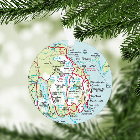 Acadia National Park / Bar Harbor Maine Map Ornament