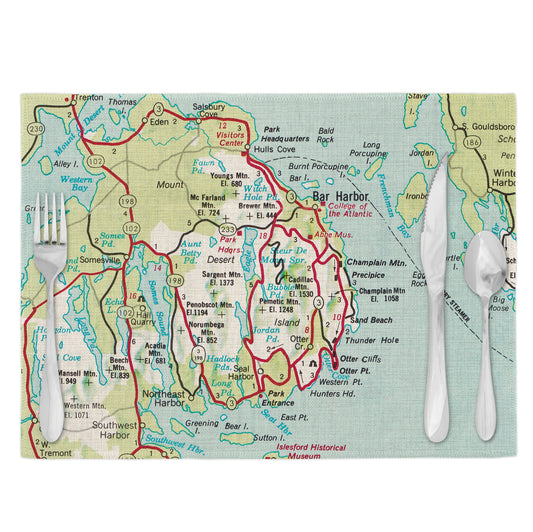 Acadia National Park Vintage Map Placemats Set of 4