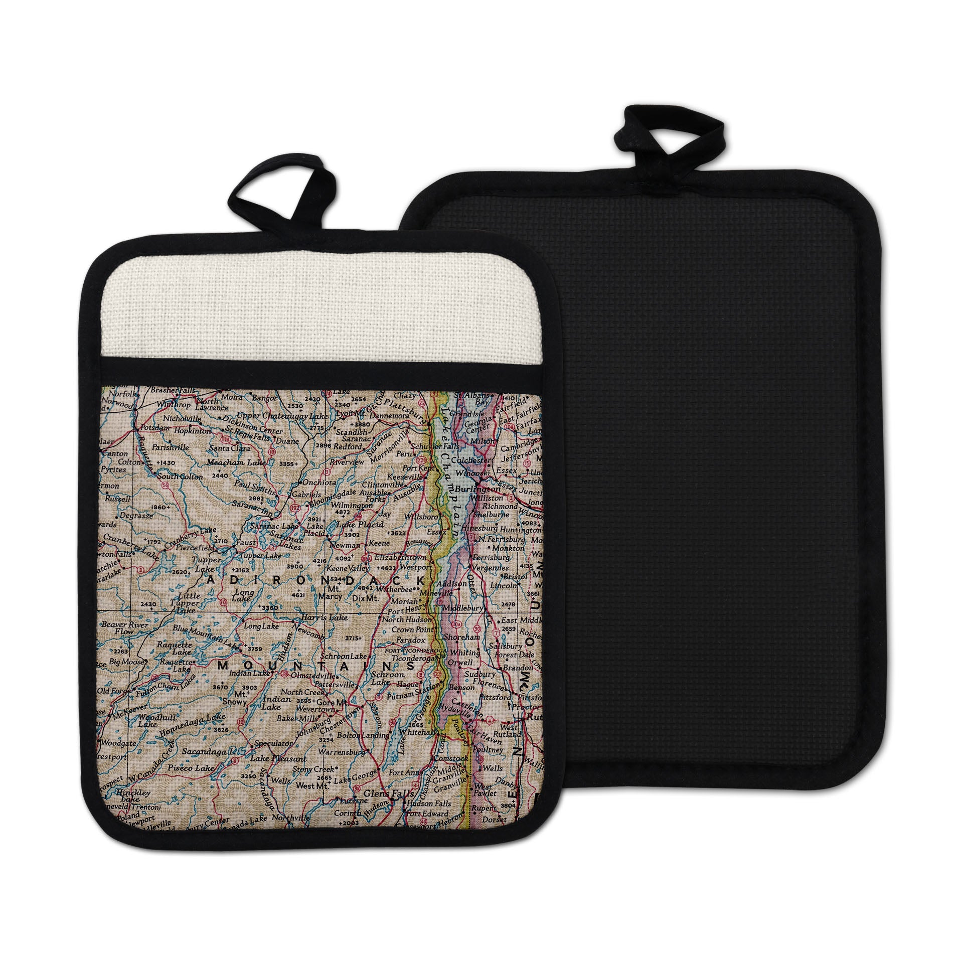 Adirondack Mountains vintage map hot pad
