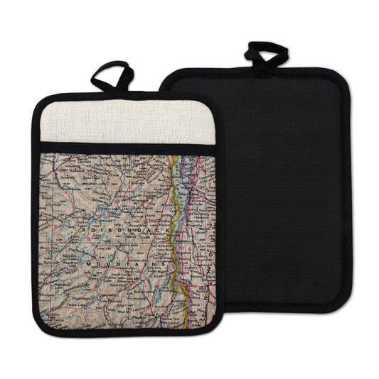 Adirondack Mountains vintage map hot pad