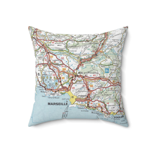 Aix en Provence France vintage map throw pillow front view