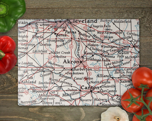Akron Ohio Map Cutting Board
