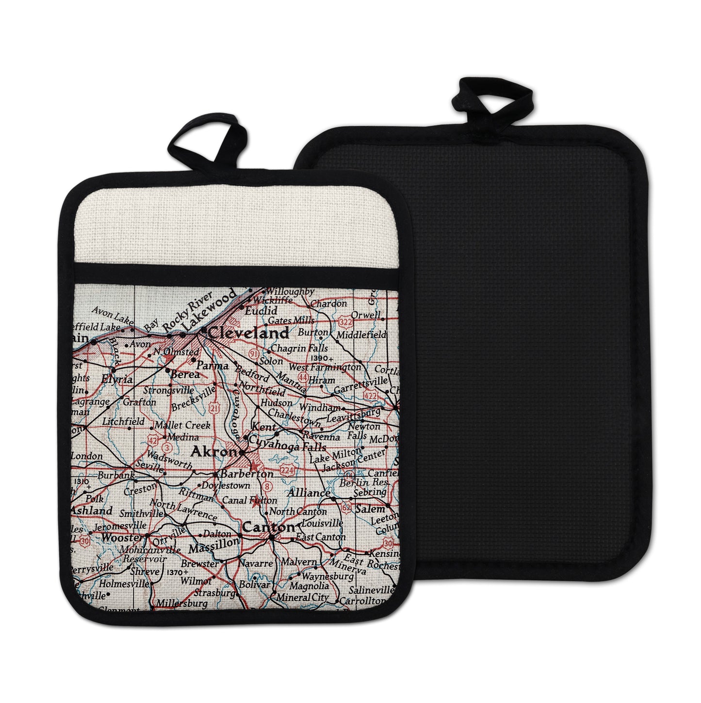 Akron Ohio Map Hot Pad | Vintage Akron Kitchen Pot Holder | Akron Travel Gift