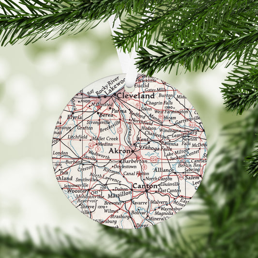 Akron Ohio Vintage Map Ornament