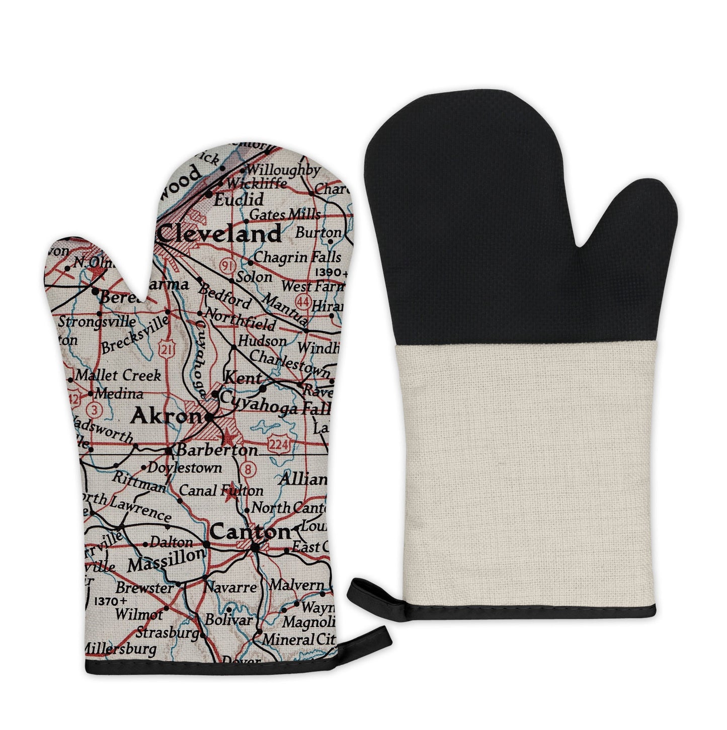 Akron, Ohio Map Oven Mitt | Vintage-Inspired Kitchen Gift
