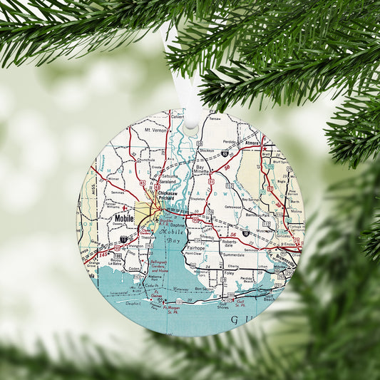 Alabama Gulf Coast Map Ornament