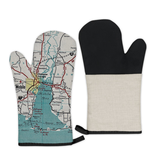 Alabama Gulf Coast Map Oven Mitt | Vintage-Inspired Kitchen Gift