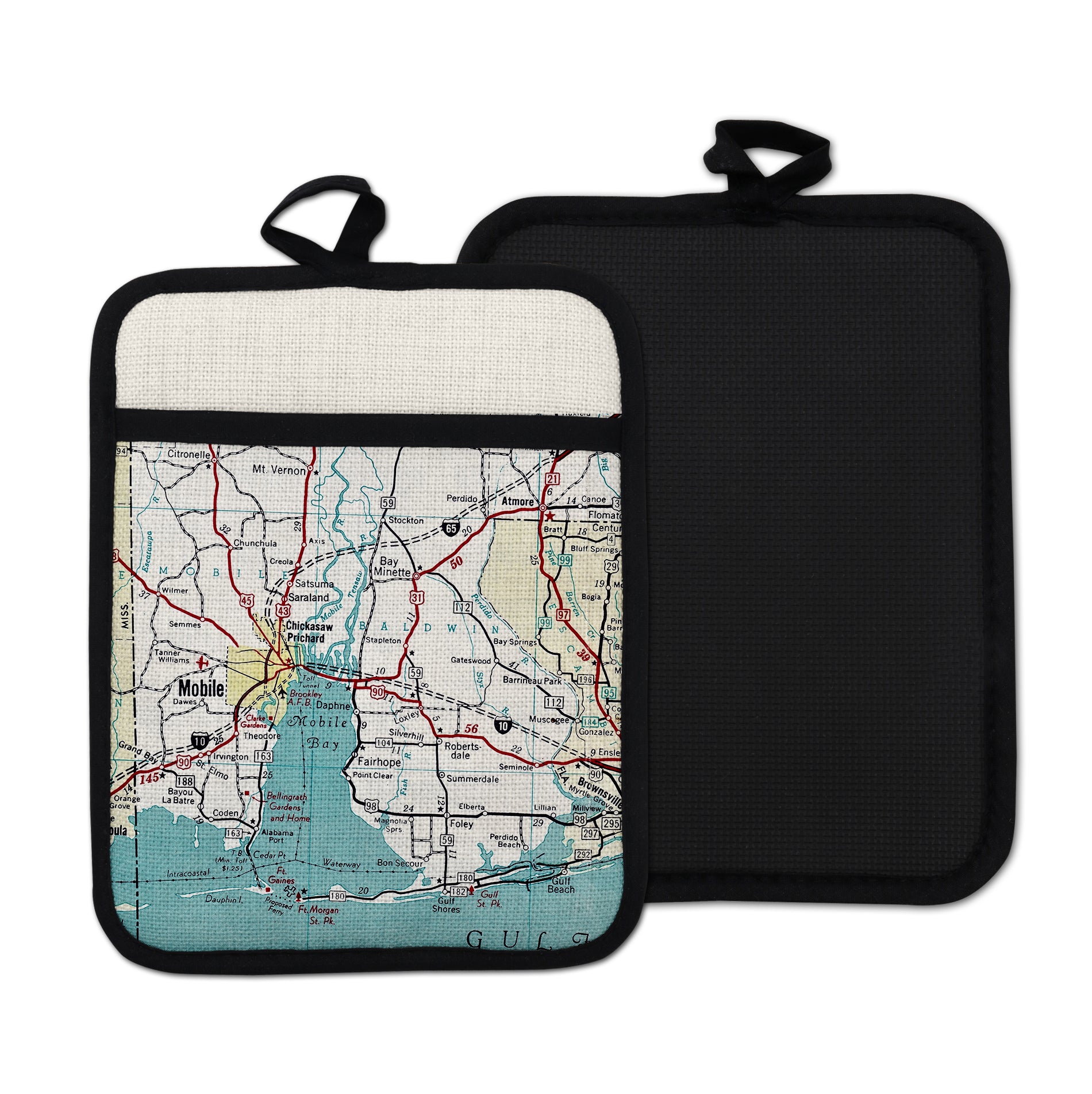 Alabama Gulf Coast vintage map hot pad