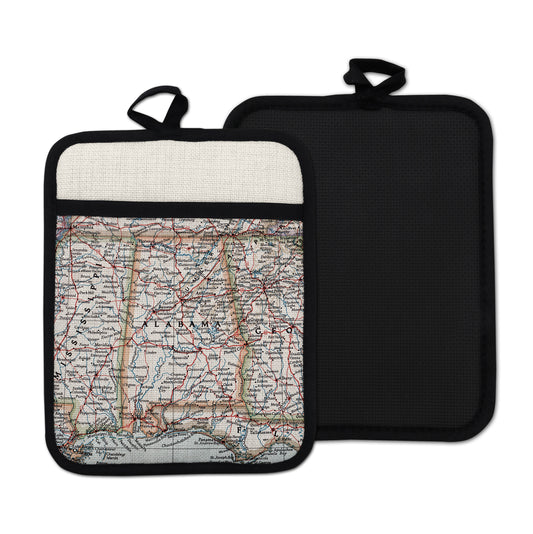 Alabama Map Hot Pad | Vintage Alabama Kitchen Pot Holder | Travel Gift