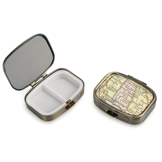 Alabama Vintage Map Pill Case with Mirror