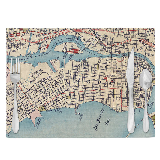 Alameda California Vintage Map Placemats Set of 4