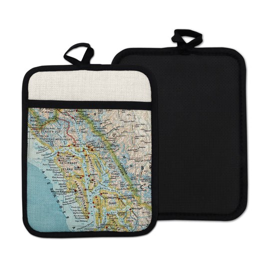 Alaska Inside Passage Map Hot Pad | Vintage Alaska Inside Passage Kitchen Pot Holder | Travel Gift