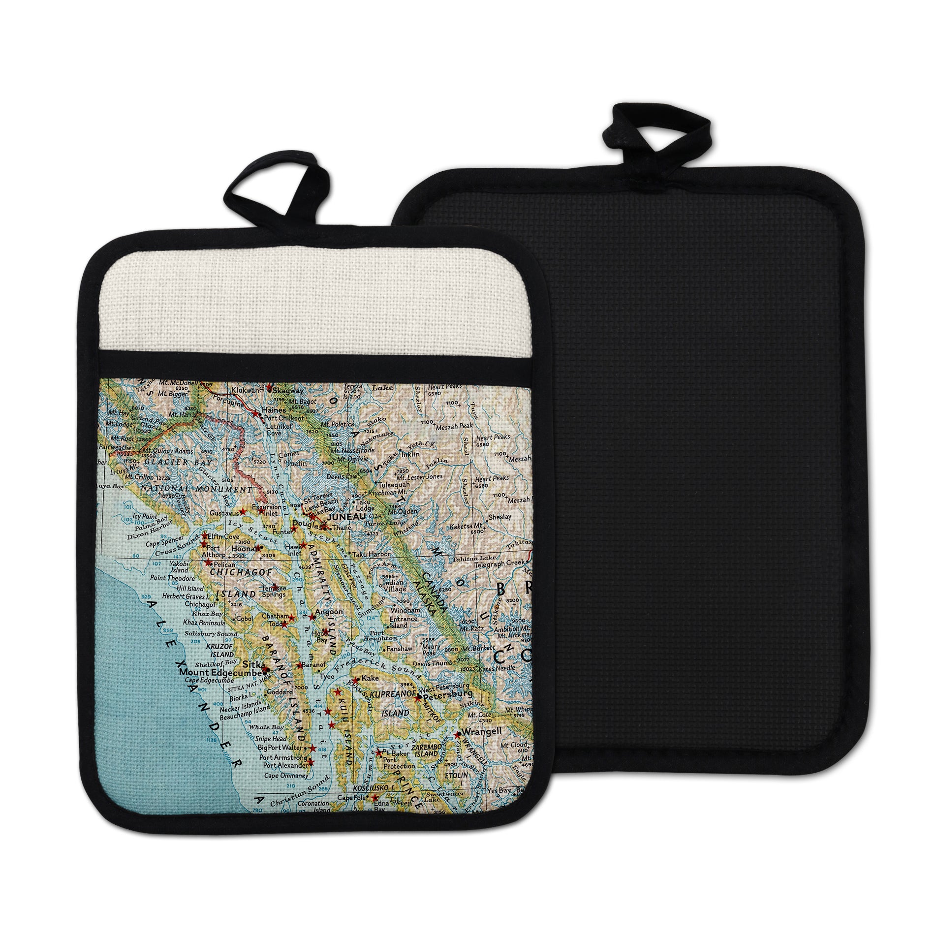 Alaska Inside Passage vintage map hot pad