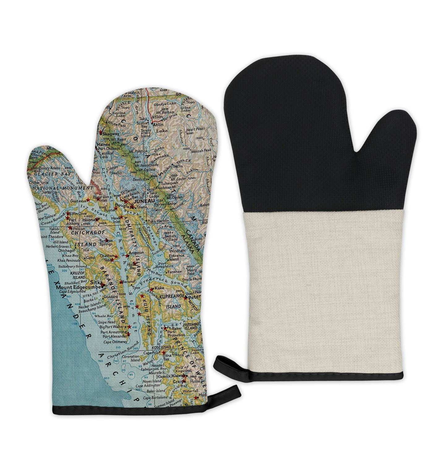Alaska Inside Passage Map Oven Mitt | Vintage-Inspired Kitchen Gift