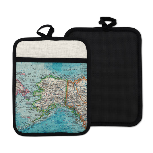 Alaska Map Hot Pad | Vintage Alaska Kitchen Pot Holder | Travel Gift