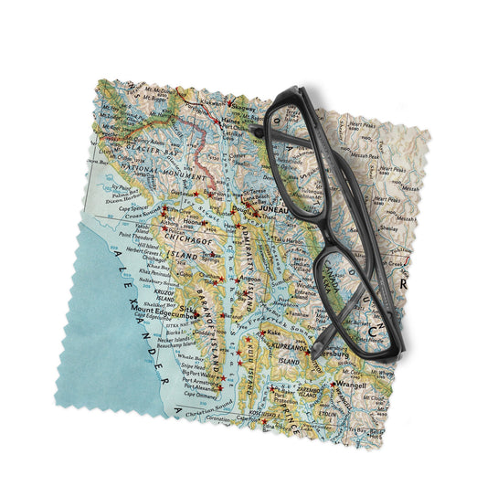 Alaska Inside Passage Map Lens Cloth | Glasses Cleaner | Travel Gift