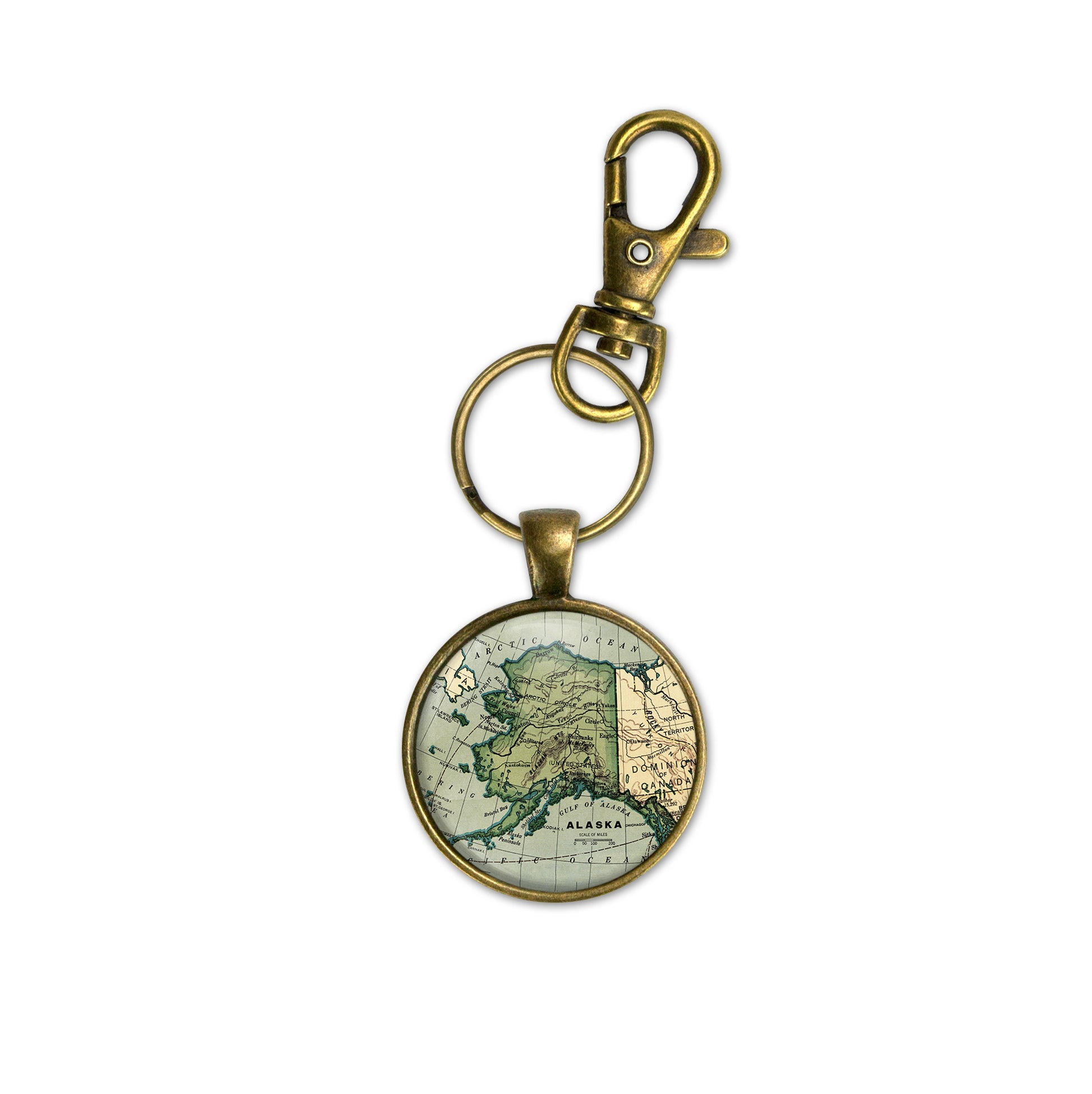 Alaska Vintage Map Keychain