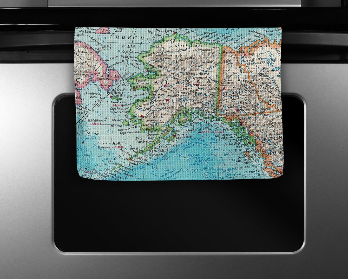 Alaska Map Tea Towel | Waffle-Weave Kitchen Towel Gift