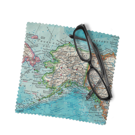 Alaska Map Lens Cloth | Glasses Cleaner | Travel Gift