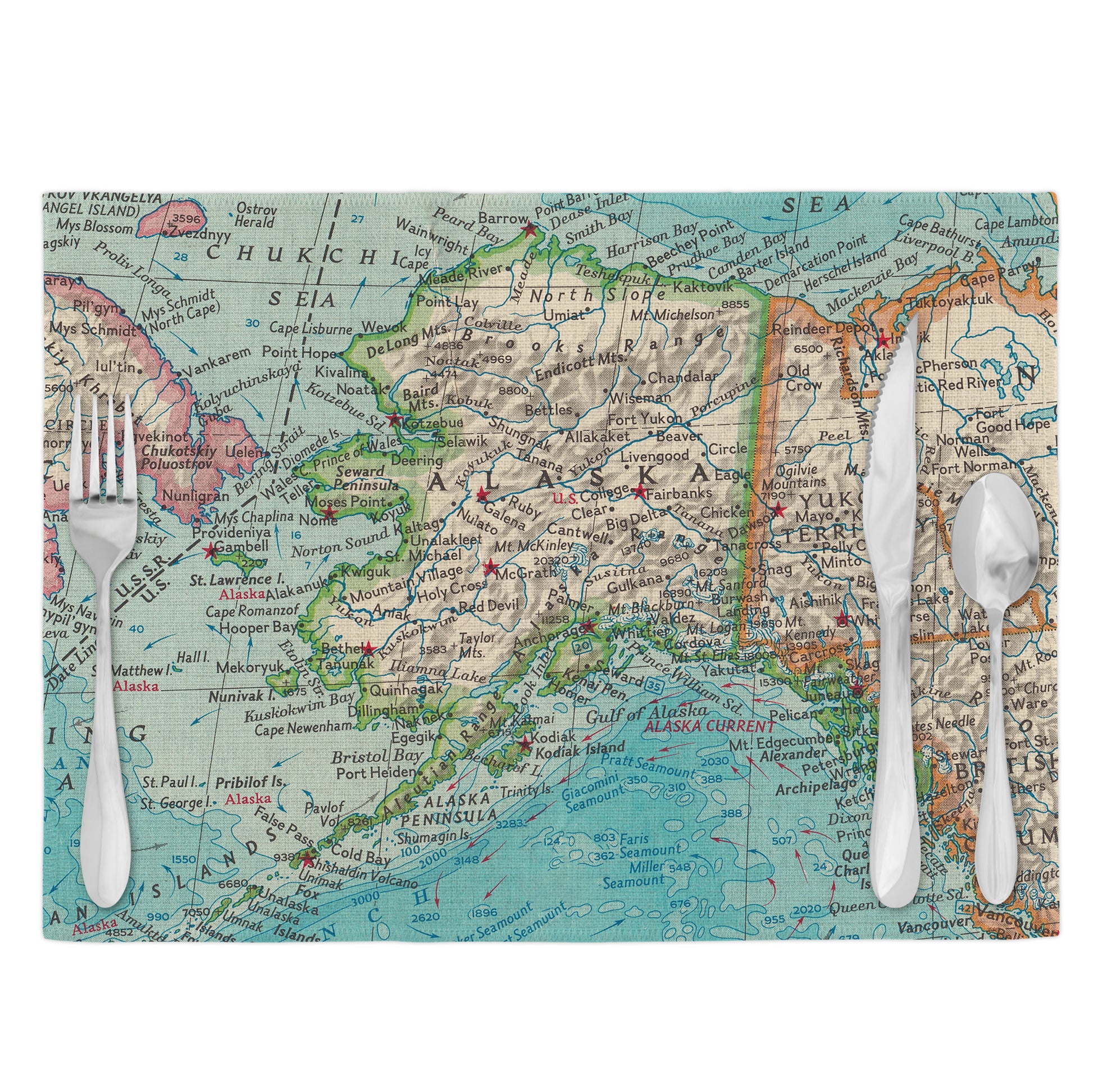 Alaska Vintage Map Placemats Set of 4