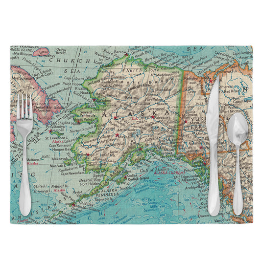Alaska Vintage Map Placemats Set of 4