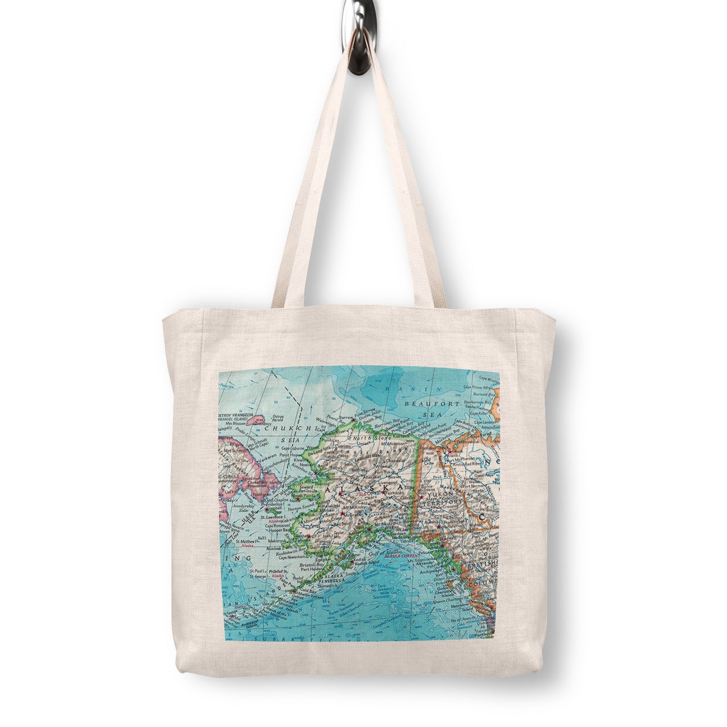 Alaska Tote Bag – Vintage Map Canvas Tote | Double-Sided Travel Bag