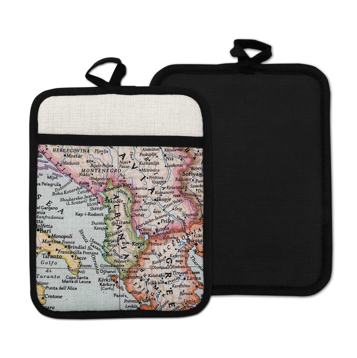 Albania Map Hot Pad | Vintage Albania Kitchen Pot Holder | Travel Gift