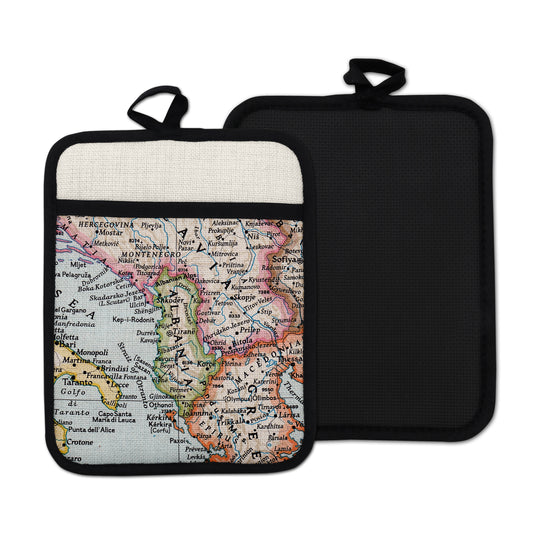 Albania Map Hot Pad | Vintage Albania Kitchen Pot Holder | Travel Gift
