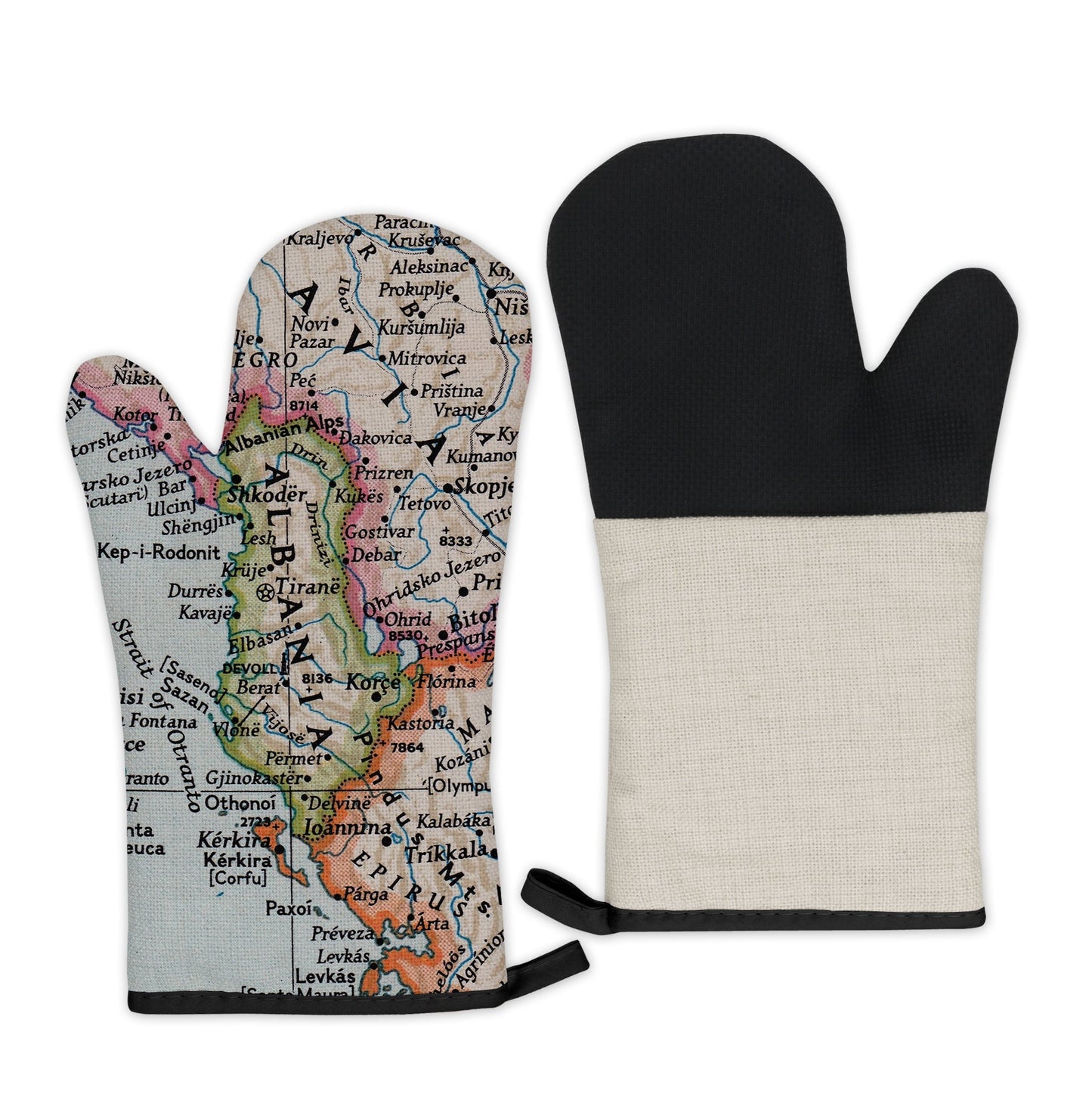 Albania Map Oven Mitt | Vintage-Inspired Kitchen Gift