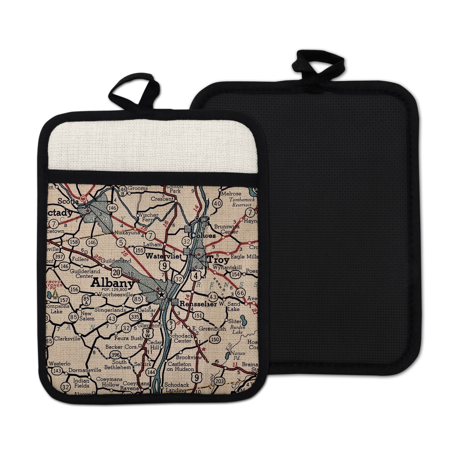 Albany New York Map Hot Pad | Vintage Albany Kitchen Pot Holder | New York Travel Gift