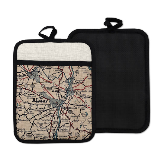 Albany New York Map Hot Pad | Vintage Albany Kitchen Pot Holder | New York Travel Gift