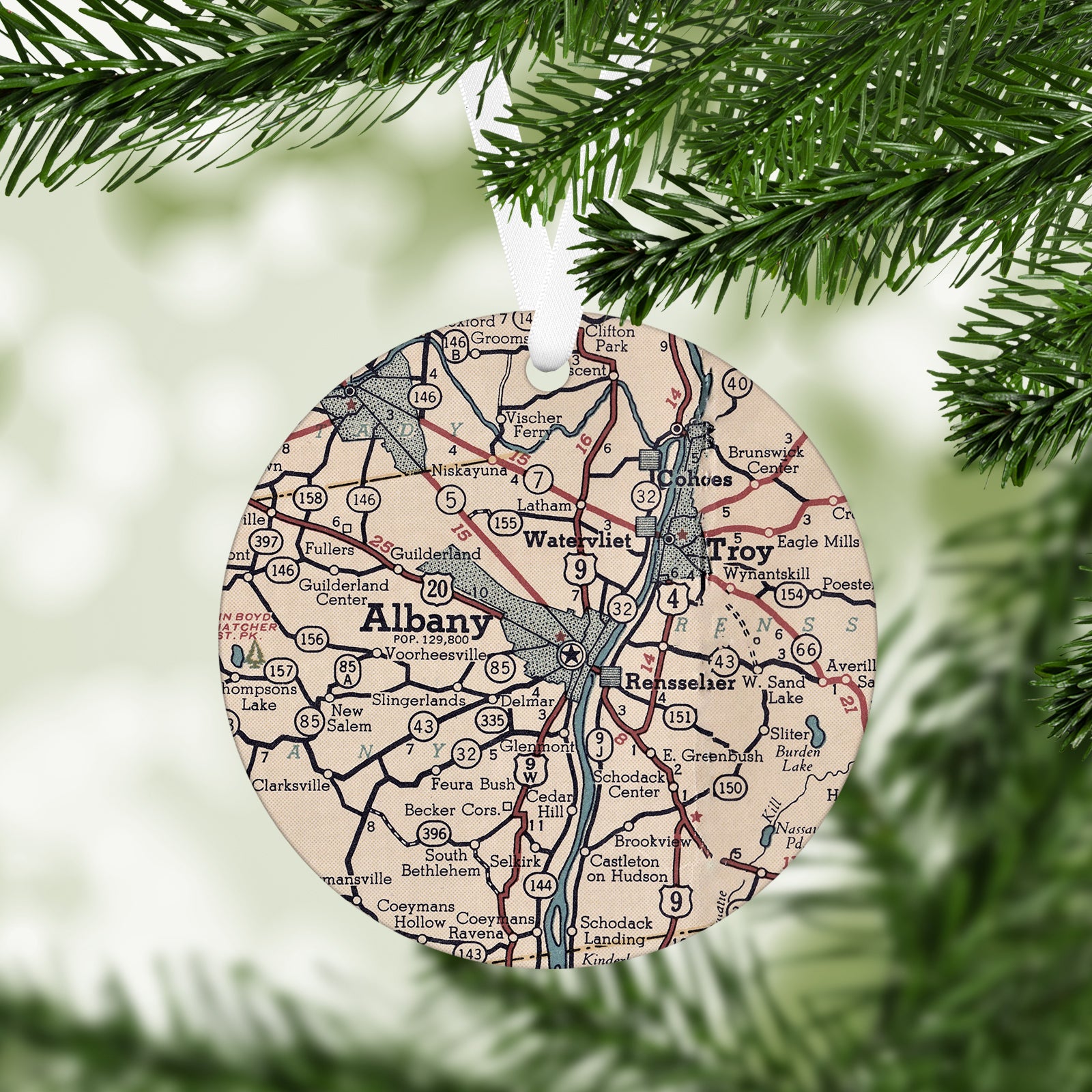 Alpena Michigan Vintage Map Ornament