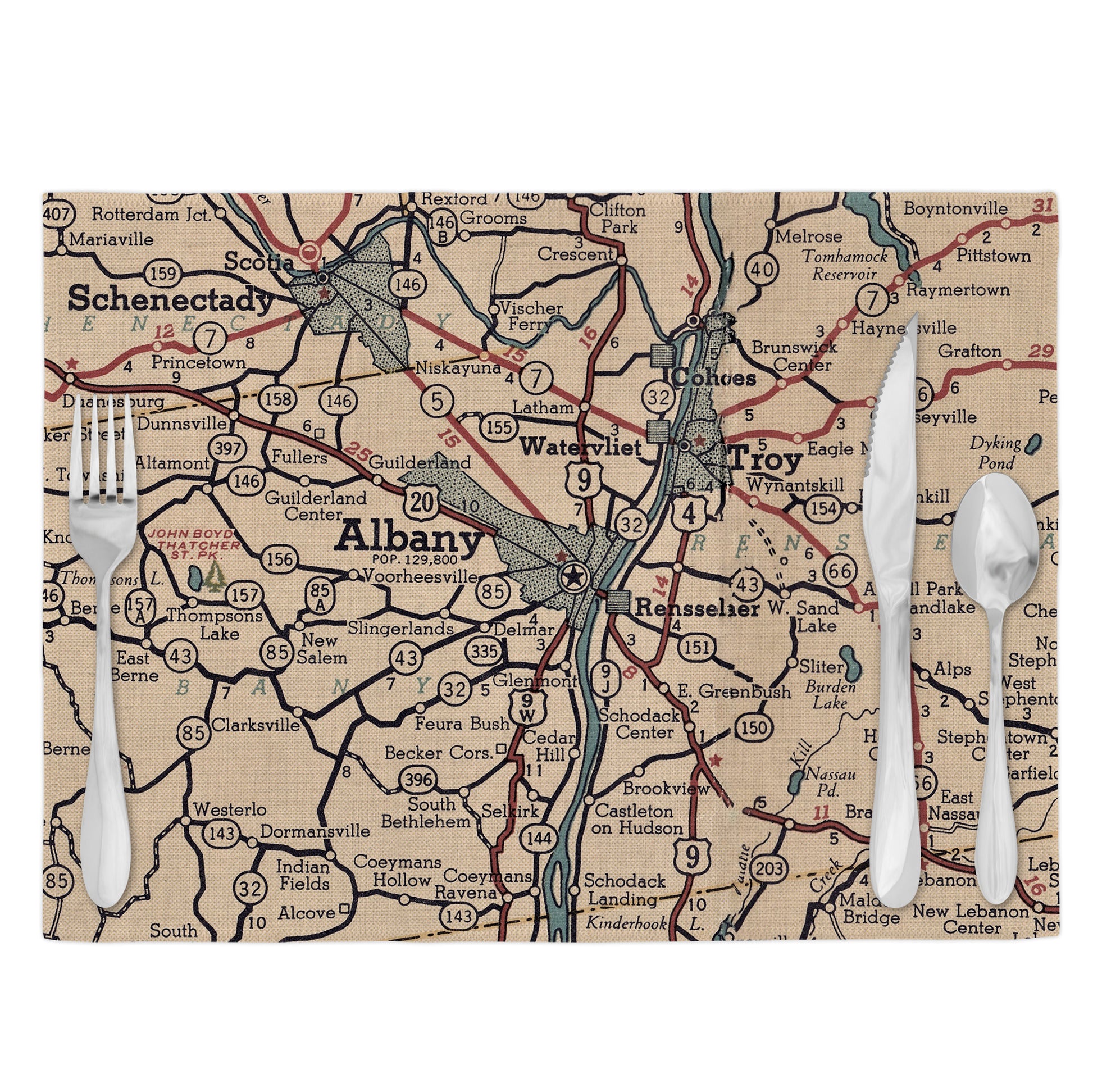 Albany New York Vintage Map Placemats Set of 4