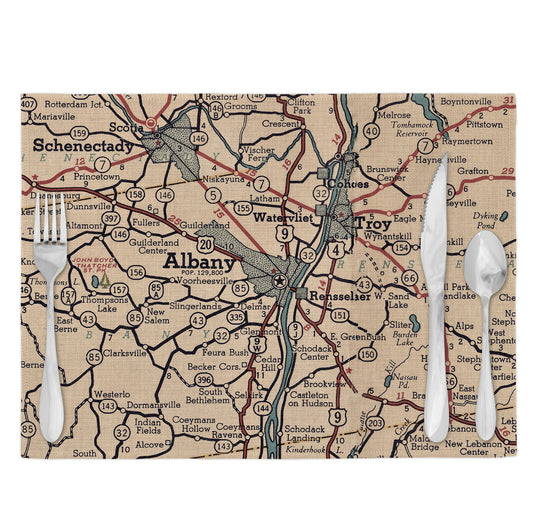 Albany New York Vintage Map Placemats Set of 4