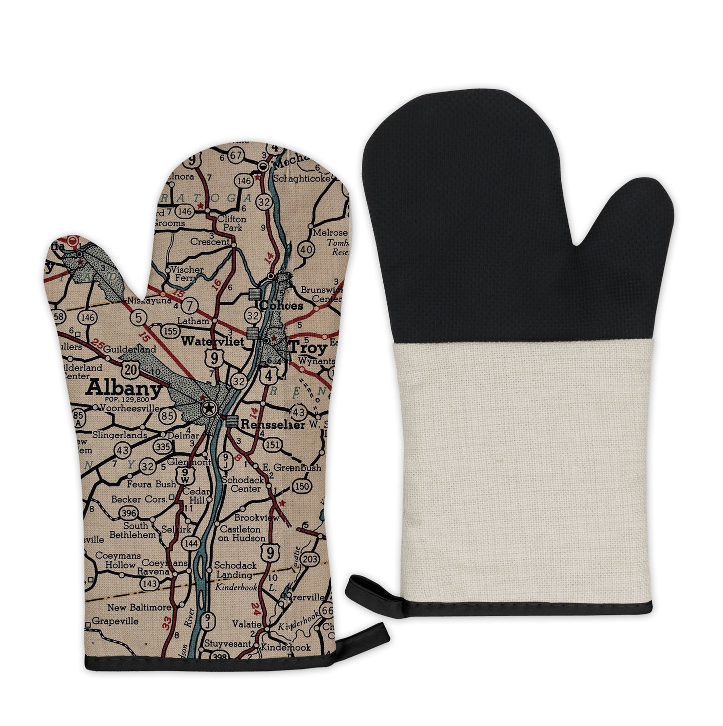 Albany, New York Map Oven Mitt | Vintage-Inspired Kitchen Gift