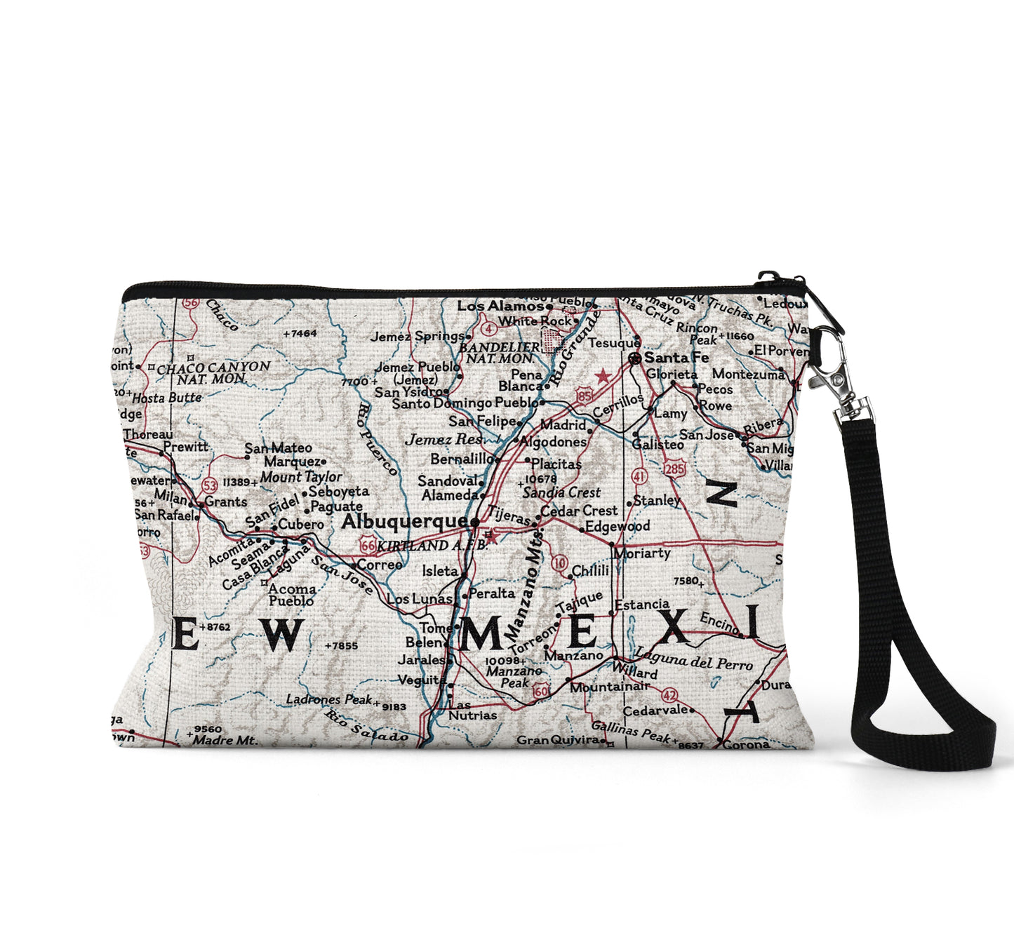 Albuquerque New Mexico map wristlet travel pouch