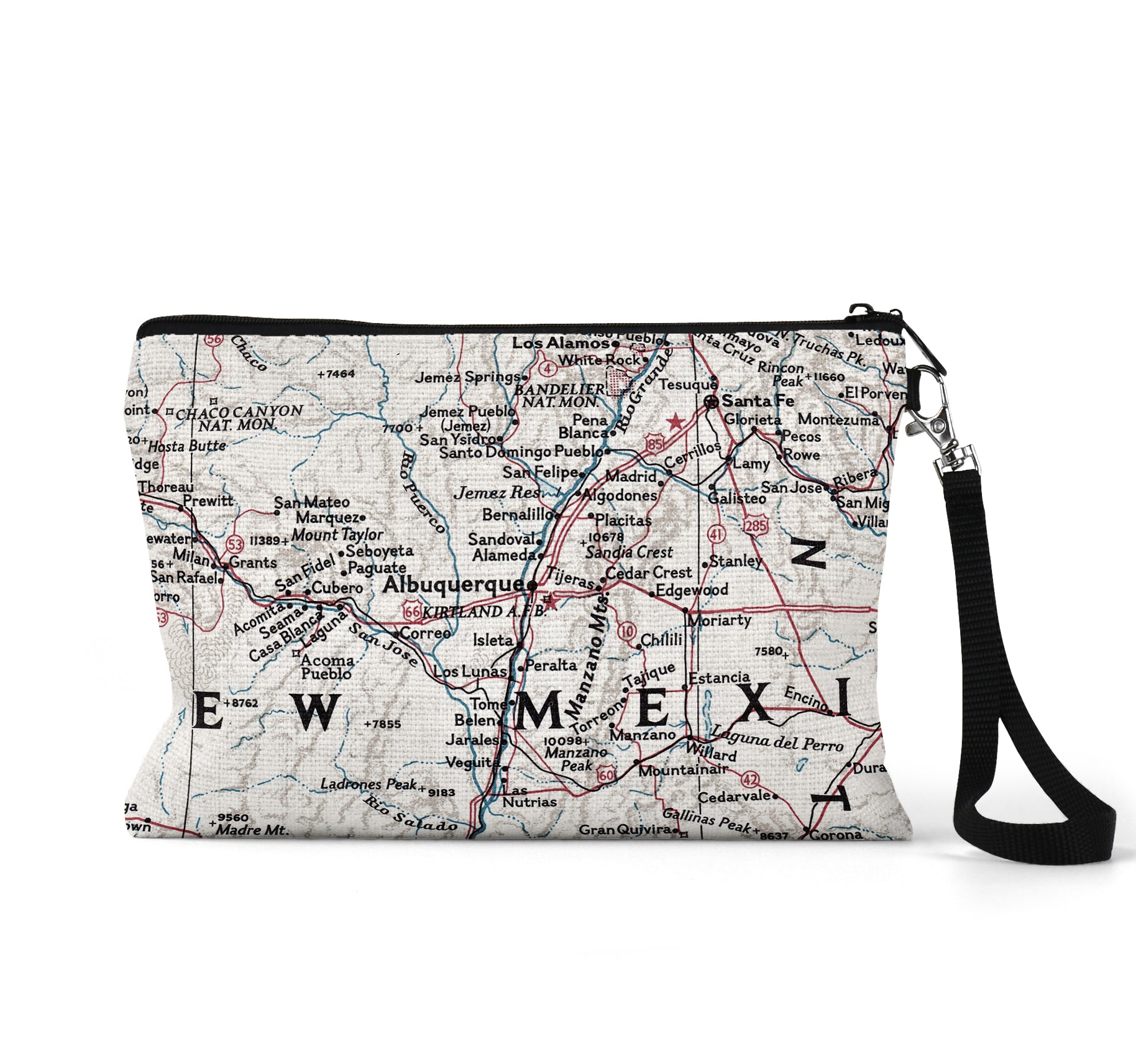 Albuquerque New Mexico map wristlet travel pouch