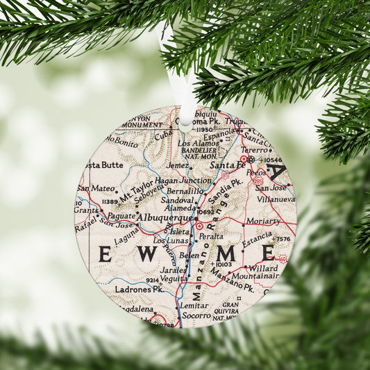 Albuquerque New Mexico Vintage Map Ornament