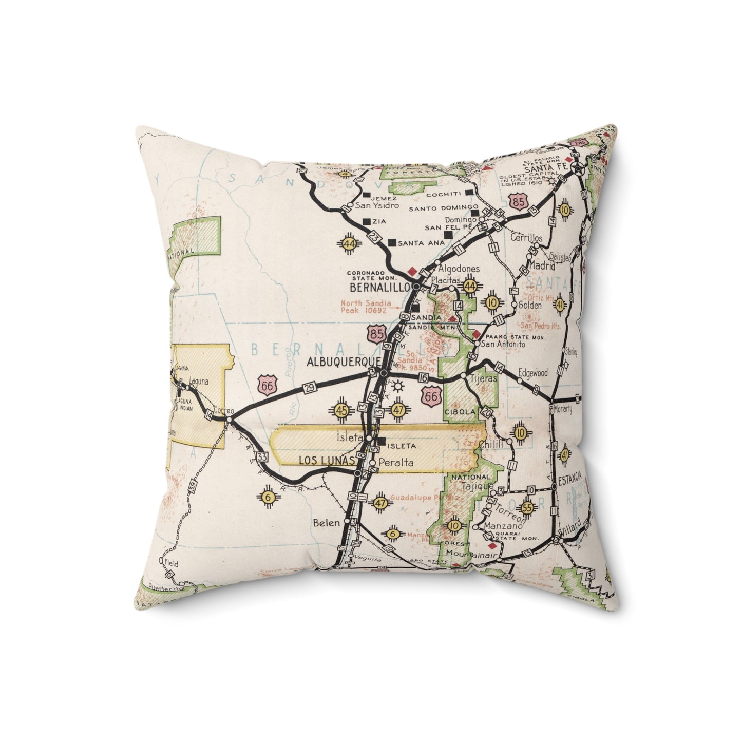 Albuquerque New Mexico vintage map throw pillow front view