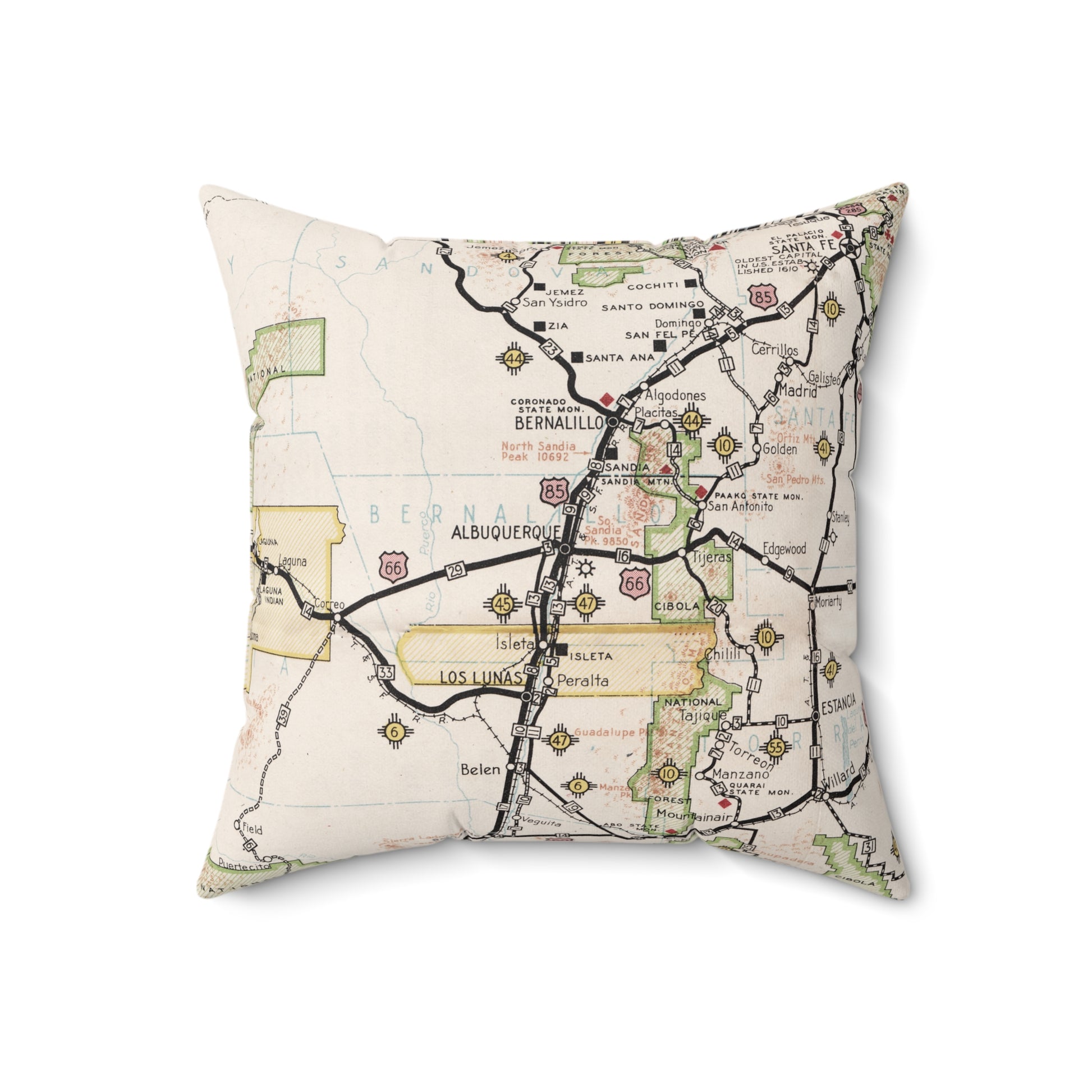 Albuquerque New Mexico vintage map throw pillow front view