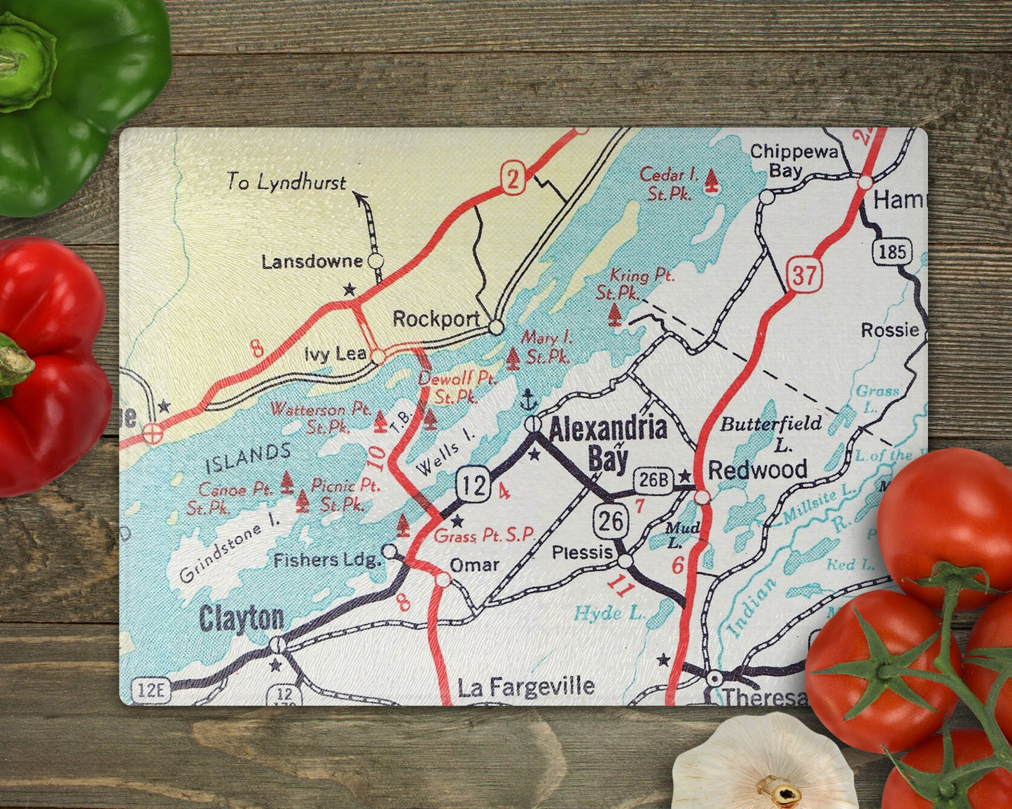 Alexandria Bay New York Map Cutting Board | Travel Gift | Kitchen Decor