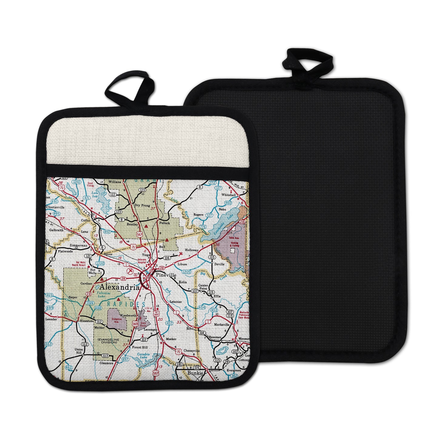 Alexandria Louisiana Map Hot Pad | Vintage Alexandria Louisiana Kitchen Pot Holder | Travel Gift
