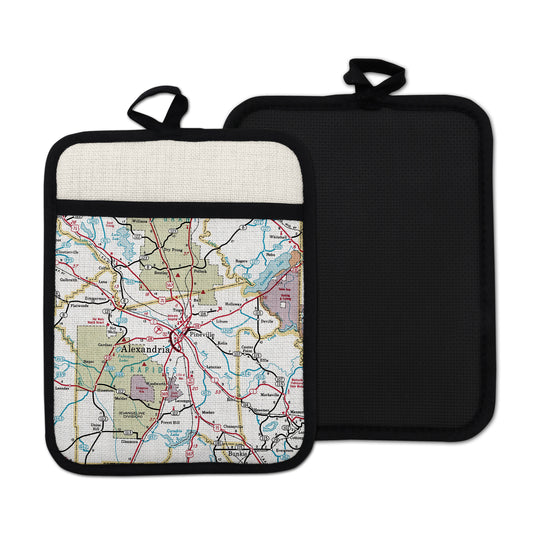 Alexandria Louisiana Map Hot Pad | Vintage Alexandria Louisiana Kitchen Pot Holder | Travel Gift