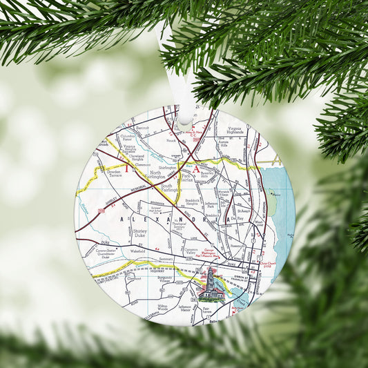 Alexandria Virginia Vintage Map Ornament