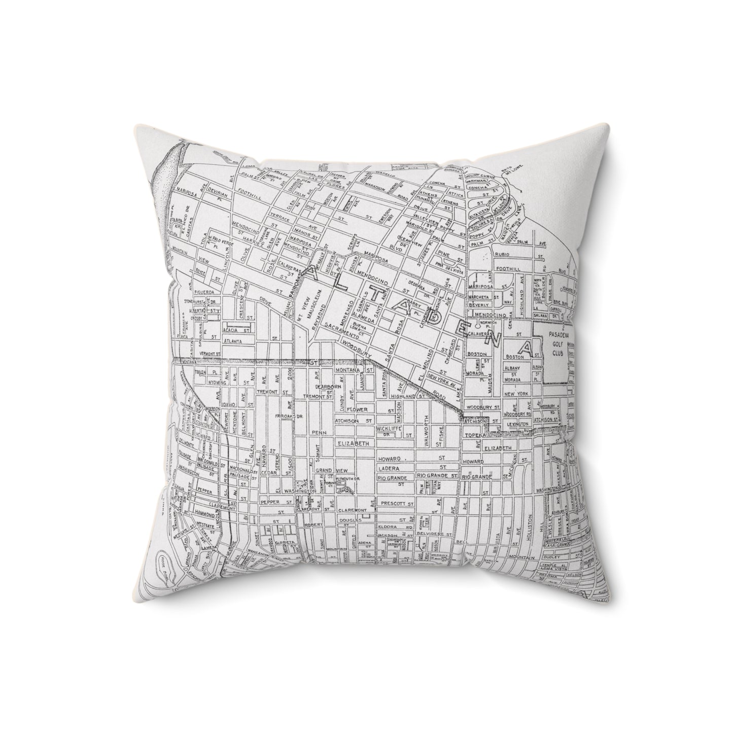 Altadena California vintage map throw pillow front view