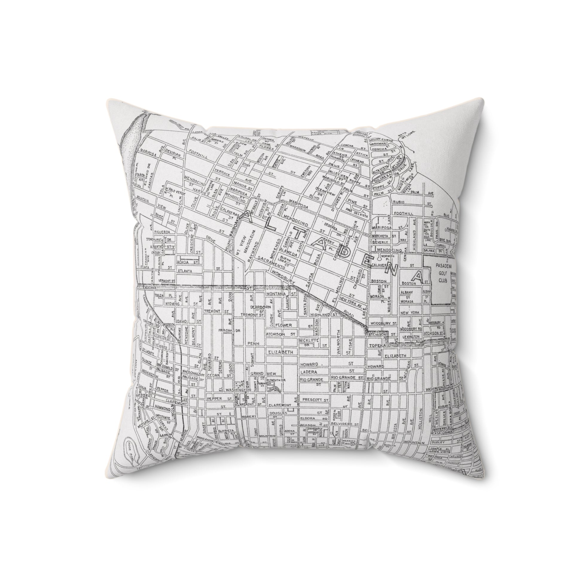 Altadena California vintage map throw pillow front view