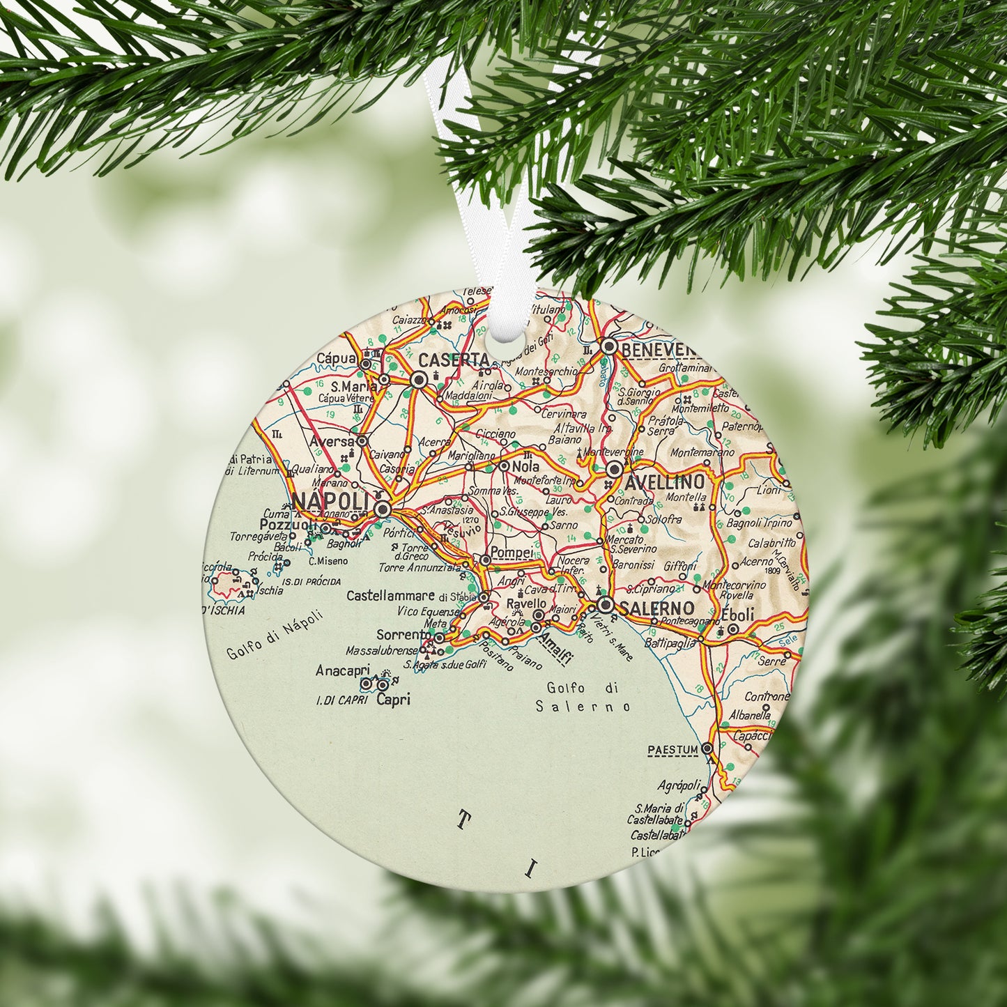 Amalfi Coast Italy Vintage Map Ornament